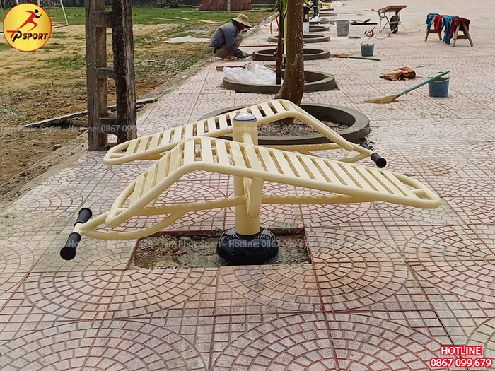 Ghế cong tập cơ lưng bụng đôi 1 trụ ngoài trời PPT-023