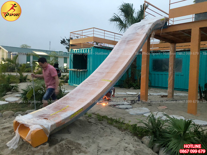 Máng trượt đơn dài 5m nhựa Composite LKDC-009-A