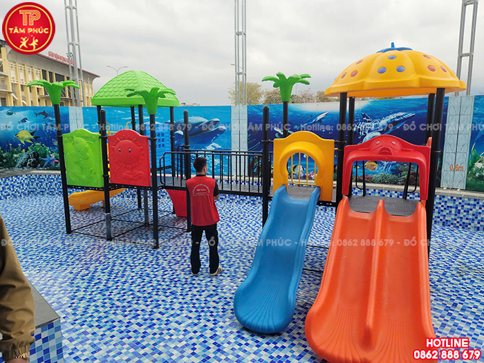 Mái cầu trượt liên hoàn ngoài trời quả bí ngô LKDC-016