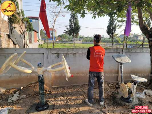 Lắp đặt máy tập thể dục ngoài trời cho sân nhà văn hoá tại Nam Định