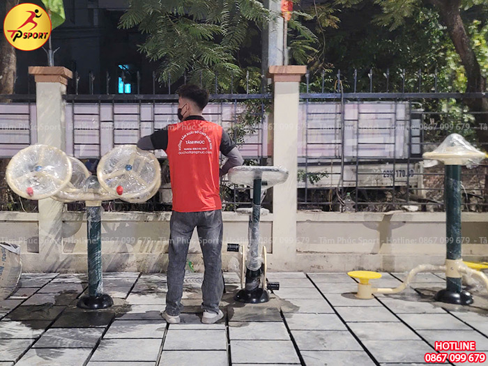 Lắp đặt máy tập thể dục ngoài trời cho nhà văn hoá tại Hoài Đức, Hà Nội